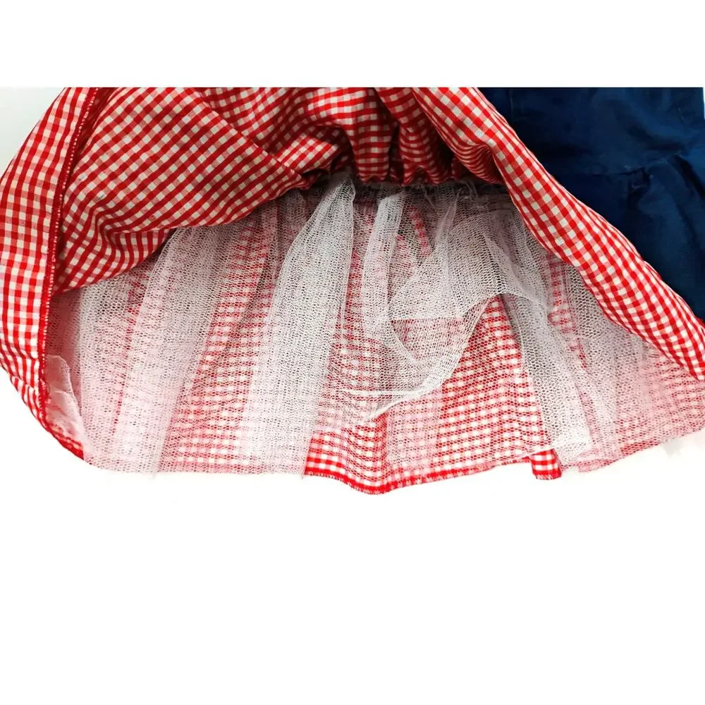 Girls Dorothy Dress Costume Gingham Chambray Wizard Oz Dance Halloween